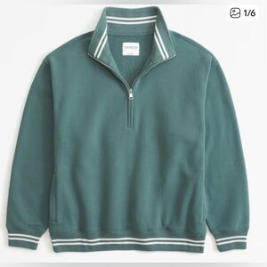 Abercrombie And Fitch Sunday Vintage Essential Green Half-Zip Sweater Large